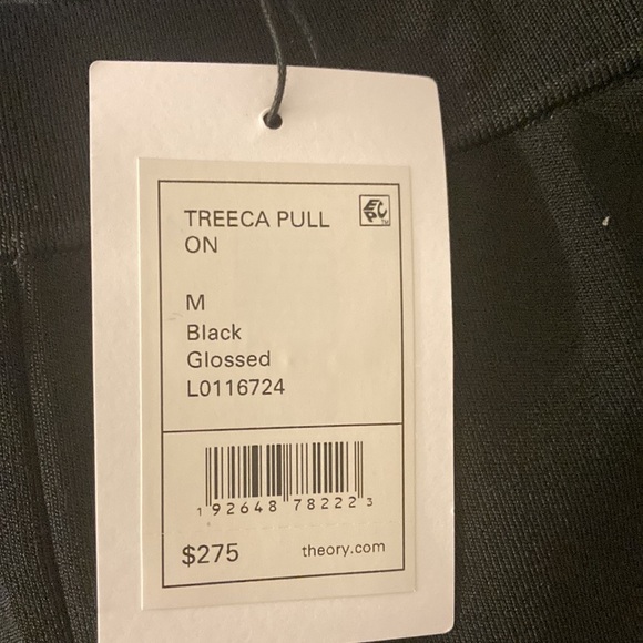 Theory NWT Treeca Pull-On Glossed Black Trousers Stretch Ponte Pants Size M - Picture 5 of 10